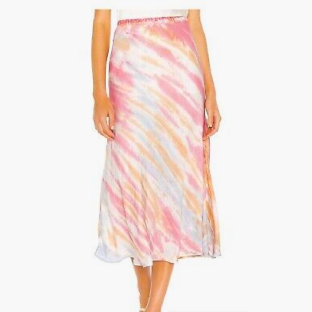 Young Fabulous & Broke Pastel Tie-Dye Midi Skirt - Pink, Peach, Blue